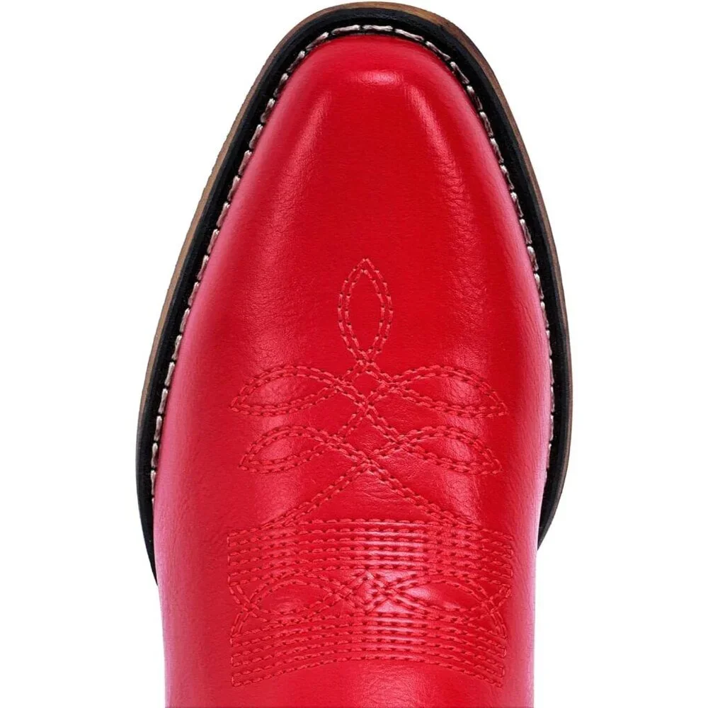 Women's Red Western Boots Cowgirl Boots Pull On Pointy Toe Mid Calf Boots